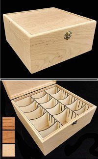 Wooden Card Box with Adjustable Dividers