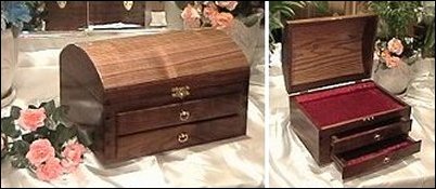 Walnut Jewelry Box with Drawers