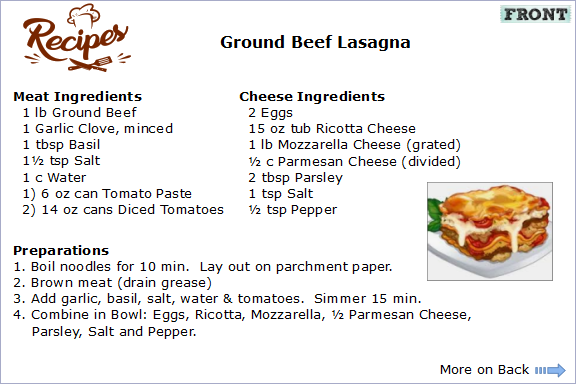 Beef Lasagna