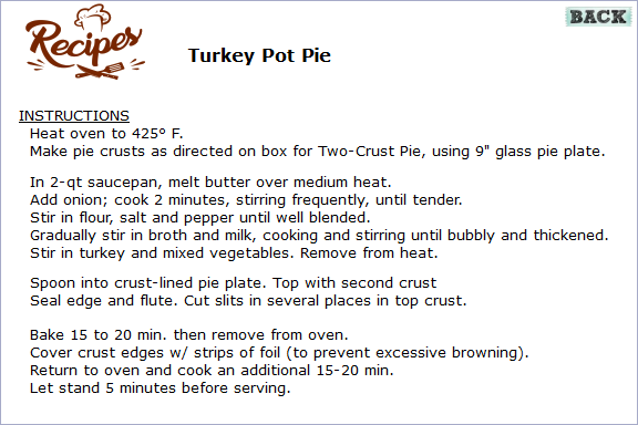 Turkey Pot Pie Back