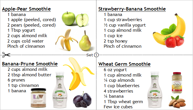 Smoothies Recipes Set 1