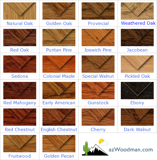 MINWAX® Wood Stains Color Chart