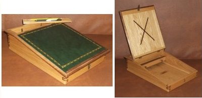 Red Oak & Walnut with Leather - 11 x 15 x 3 1/2