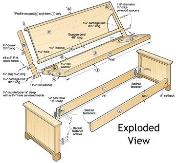 Sleeping Beauty Futon Woodworking Plan Exploded View
